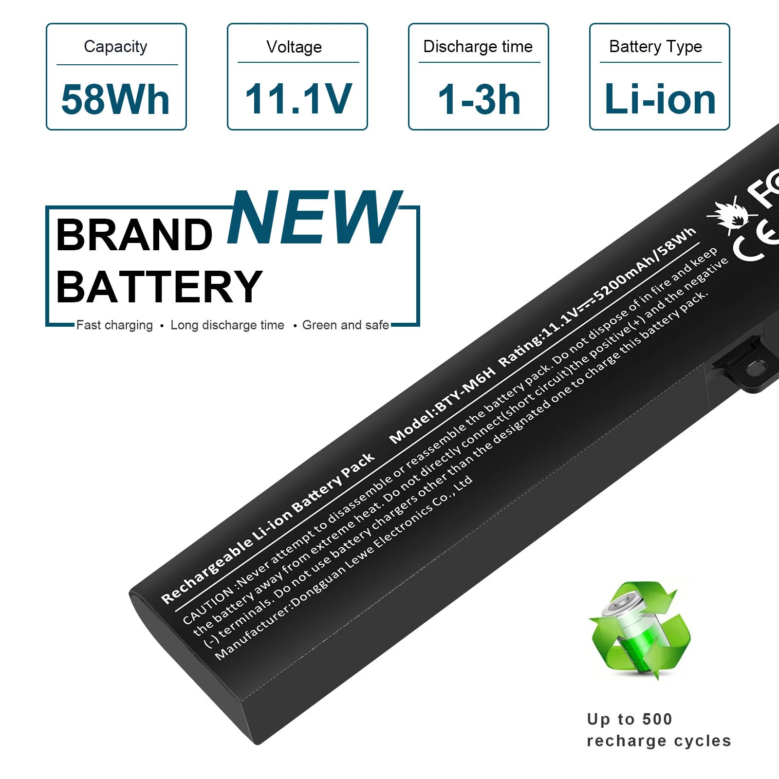 For MSI GL65 GL75 Leopard Series 11.1V 5200MAH BTY-M6H Battery S9N-746H280-SB3