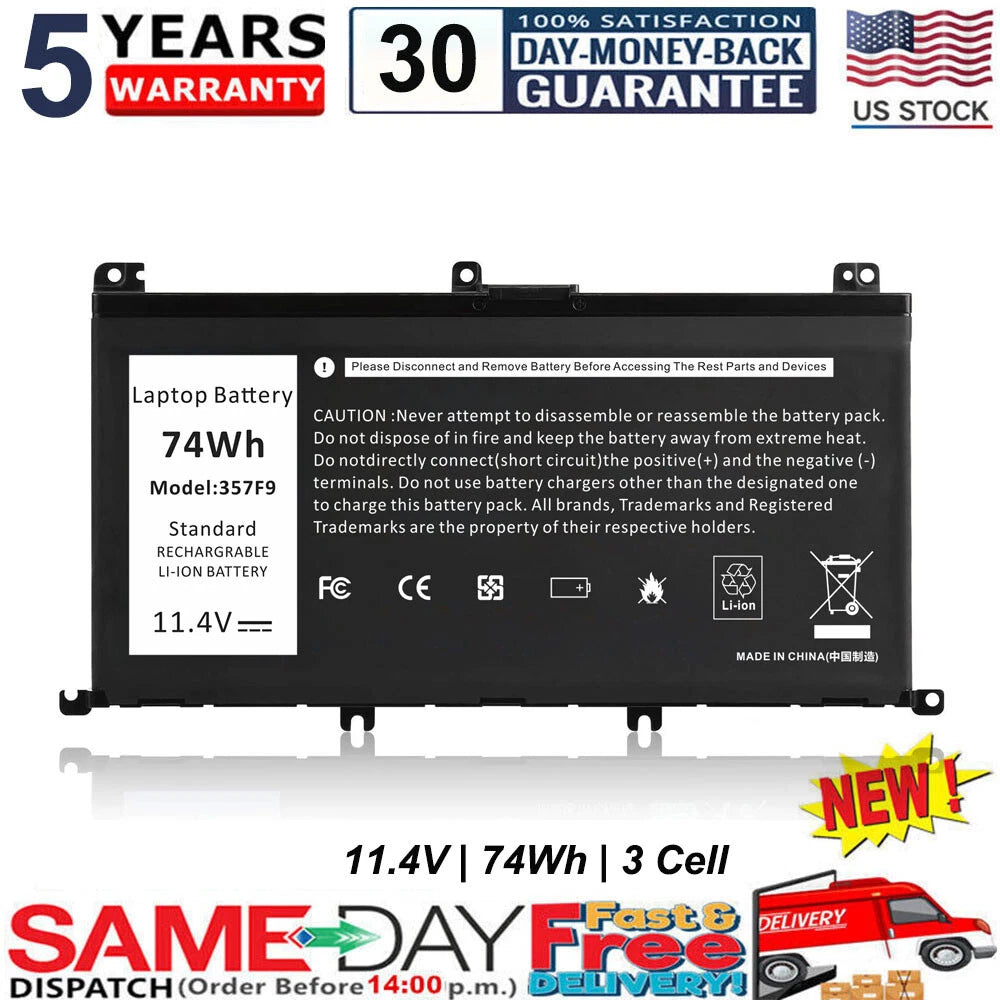 74Wh 357F9 Laptop Battery For Dell Inspiron 15 7000 5576 7566 7559 71JF4 071JF4