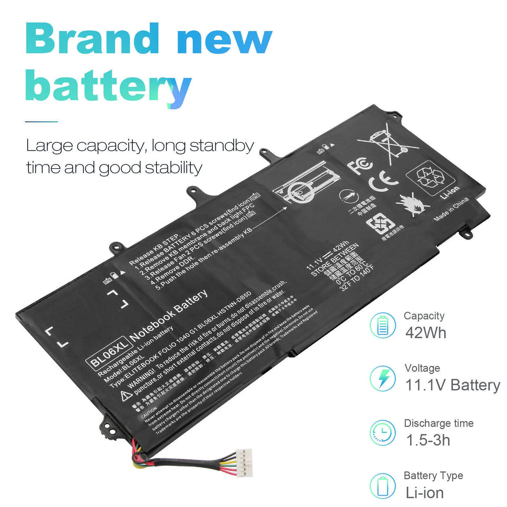 BL06XL Battery For HP EliteBook Folio 1040 G1 G2 722297-001 HSTNN-W02C Laptop