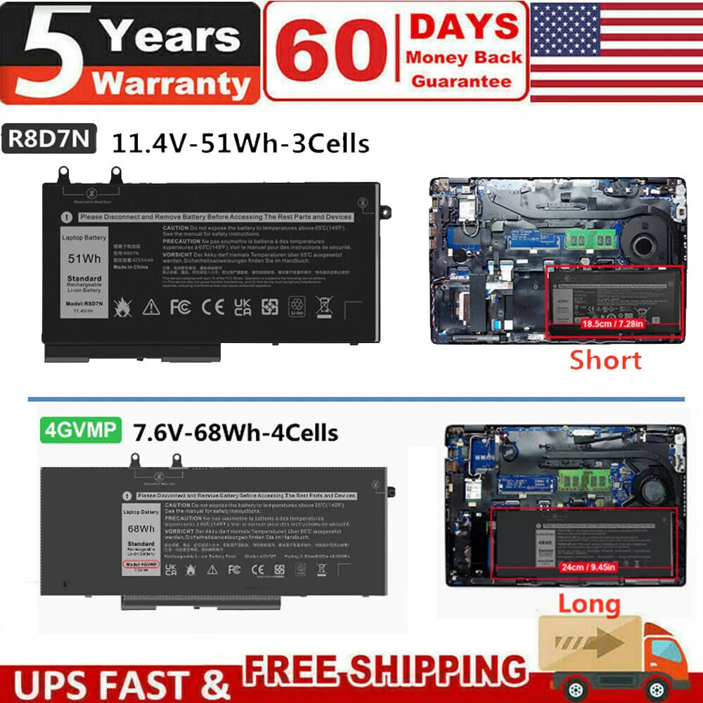 Battery R8D7N 4GVMP For Dell Latitude 5400 5410 5500 5510 Precision 3540 3550
