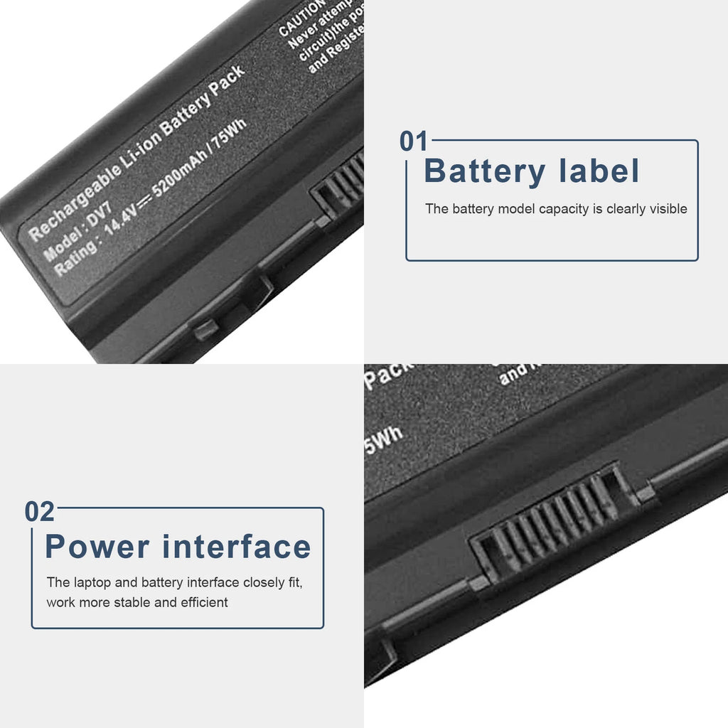 Battery For HP Pavilion DV7-1000 DV7-1010 DV8 HDX18 480385-001 464059-141 5200mA