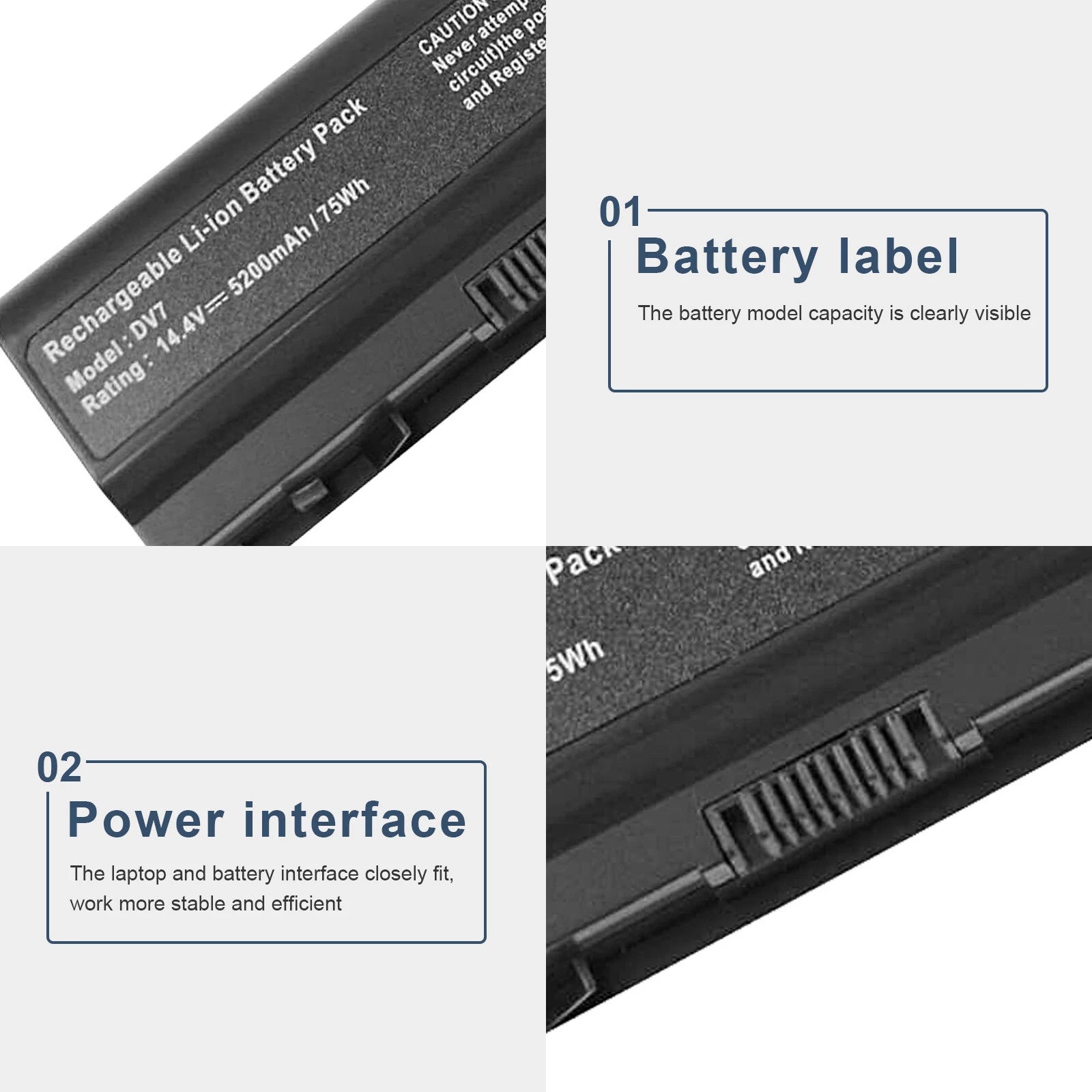 Battery For HP Pavilion DV7-1000 DV7-1010 DV8 HDX18 480385-001 464059-141 5200mA