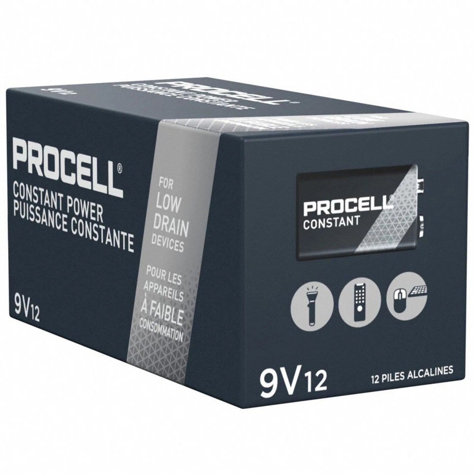 12pc Duracell PROCELL Constant Power PC1604 9V Everyday Alkaline Batteries