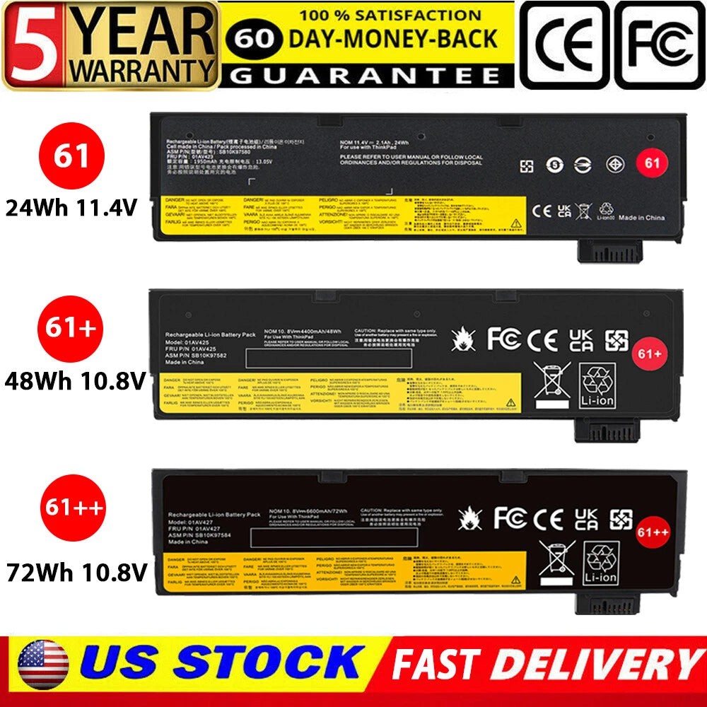 61+ Battery For Lenovo Thinkpad T470 T480 T570 T580 P51s 01AV427 01AV423 01AV491