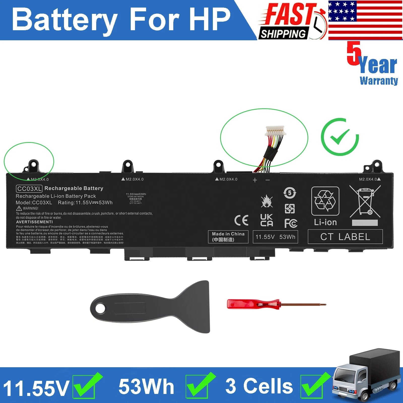 CC03XL Battery for HP ZBook Firefly 14 G7/G8 EliteBook 840 845 G7/G8 Series 53wh