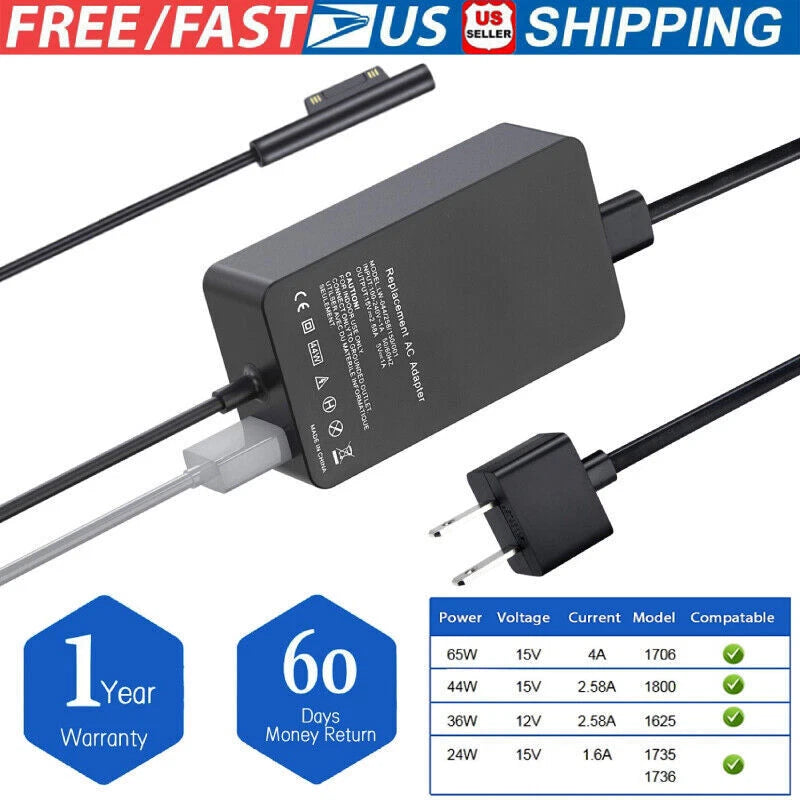For Microsoft Surface Pro 3/4/5/6/7 Laptop Power Supply Charger Adapter 44W