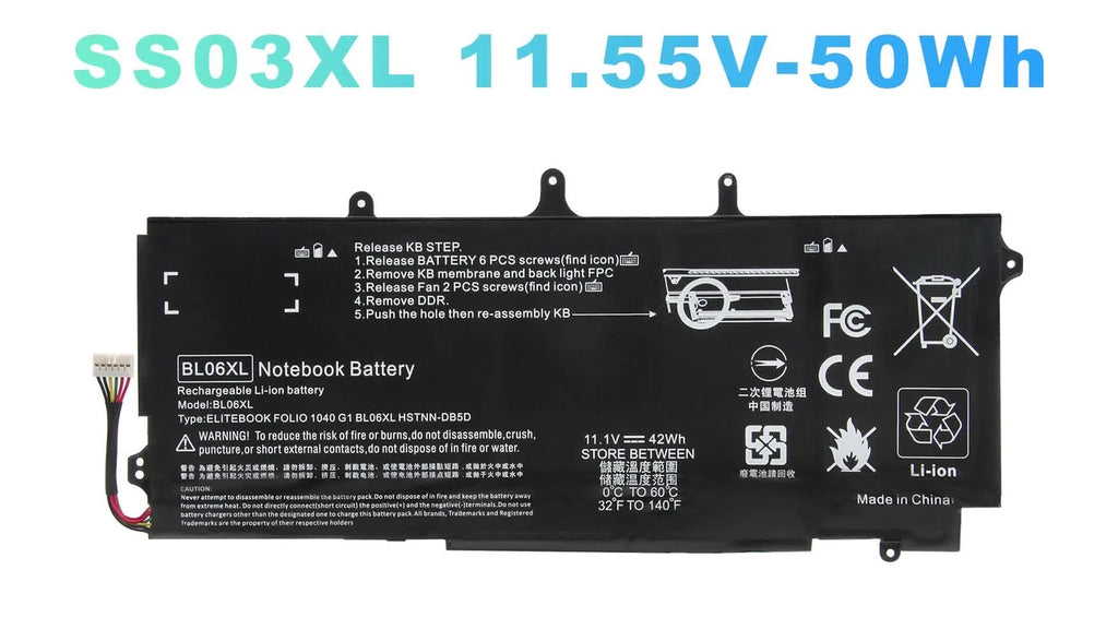BL06XL Laptop Battery for HP EliteBook Folio 1040 G1/G2 722236-1C 722297-001