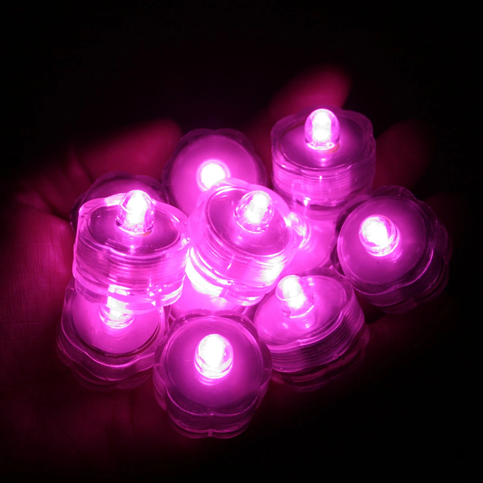 PINK Submersible Waterproof Underwater Wedding Battery LED Tea Light 10 Pack