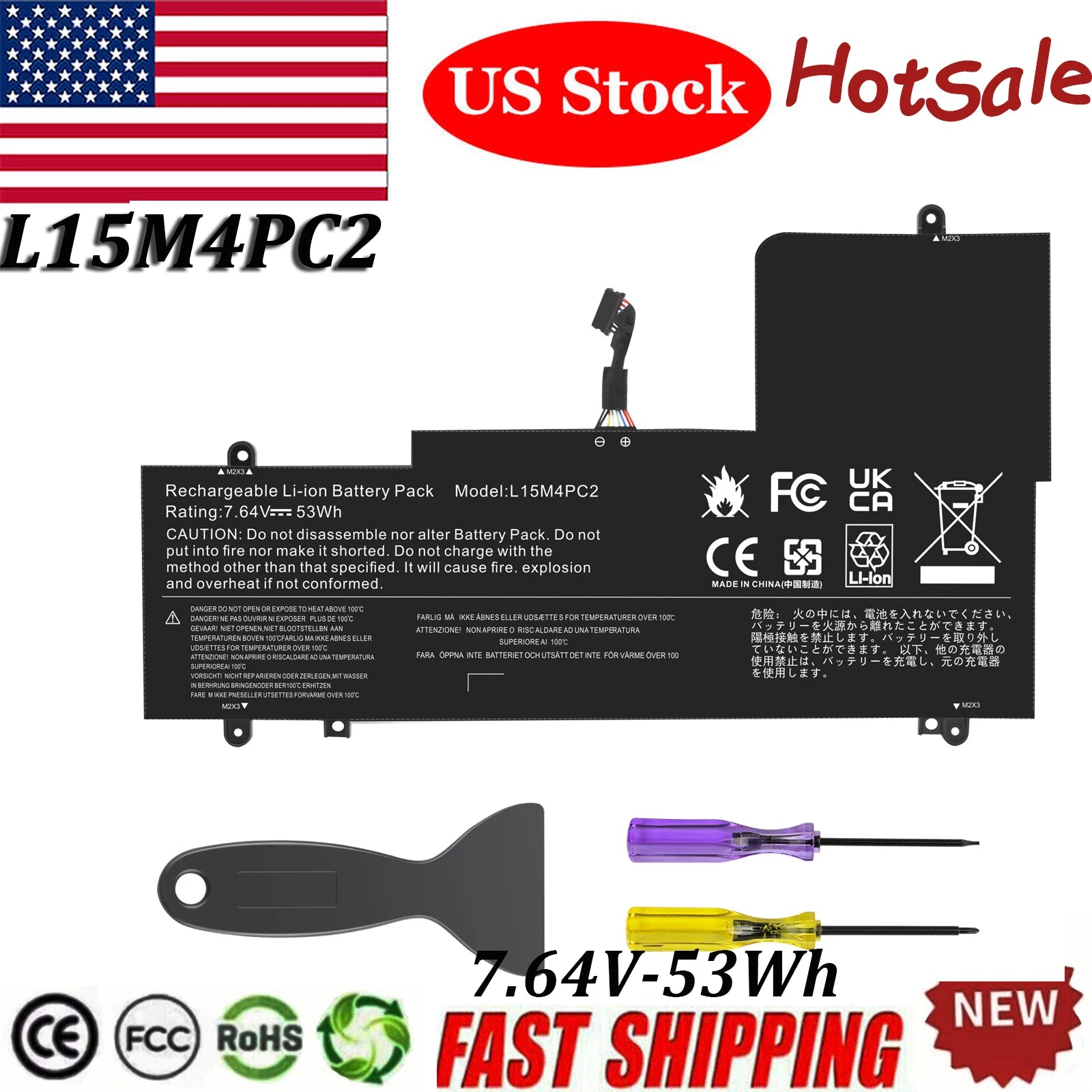 53Wh L15M4PC2 Battery for Lenovo Ideapad Yoga 710-14IKB 710-14ISK 710-15IKB