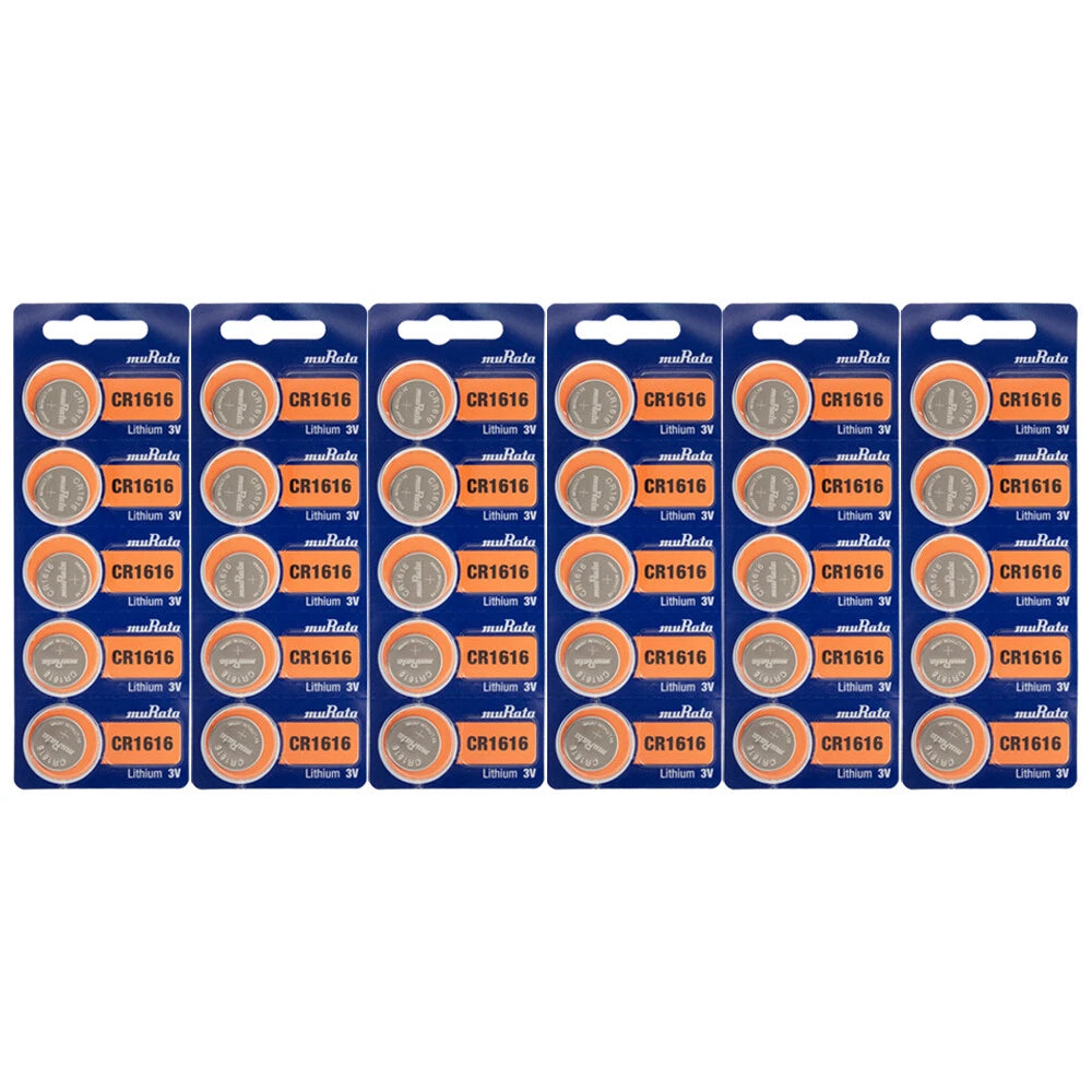 Murata CR1616 3V Lithium Coin Cell (30 Battery)