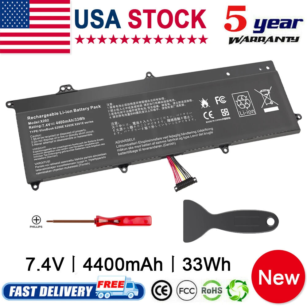 Battery C21-X202 For ASUS VivoBook X202 X202E S200 S200E X201 X201E Q200E