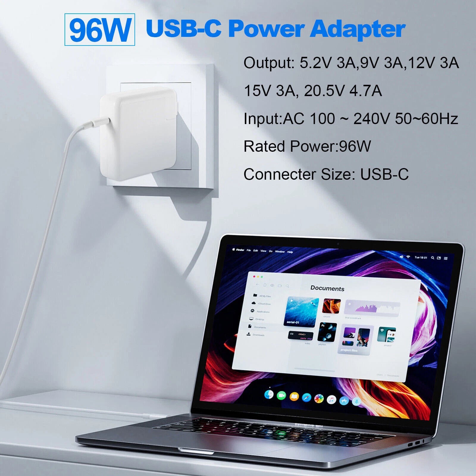 LOT OF 96W USB-C to C Power Adapter Charger For MacBook Pro 16" +Cable A2166