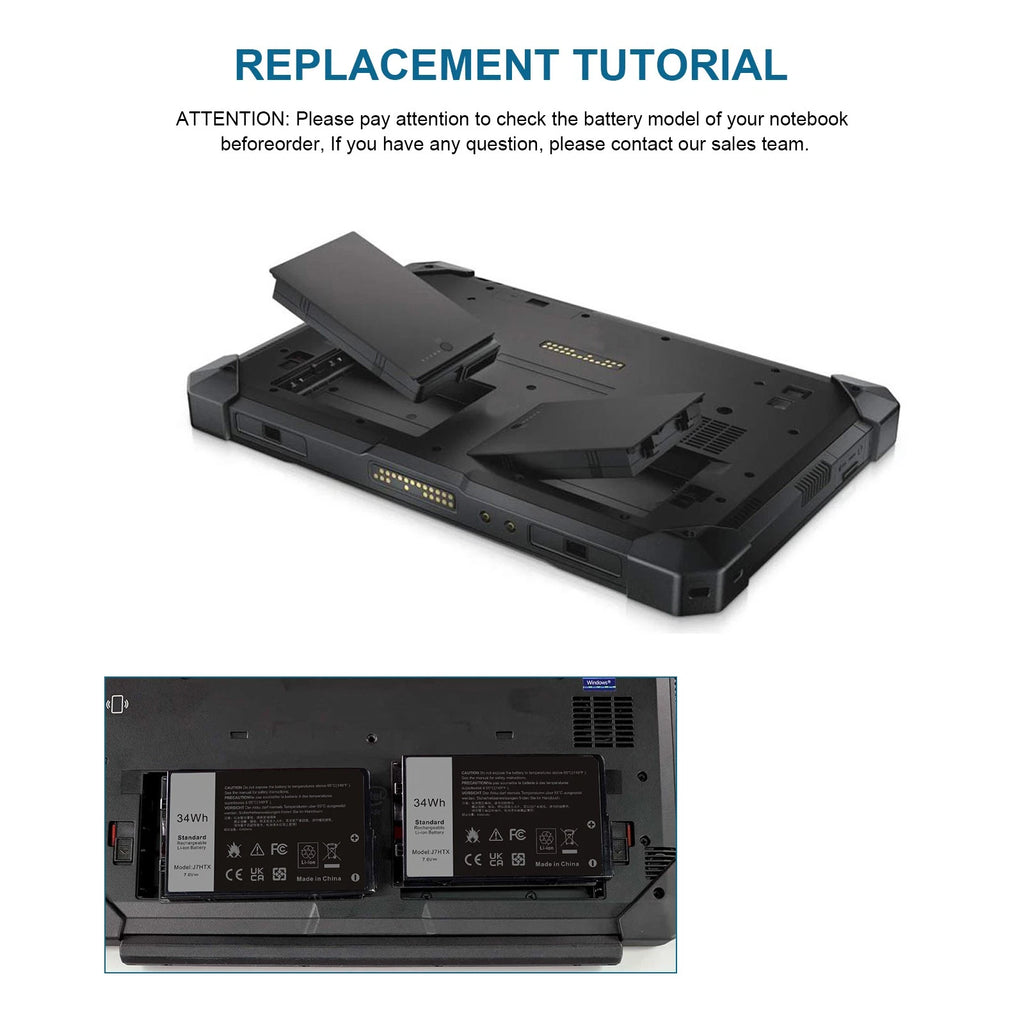 J7HTX BATTERY FOR DELL Latitude 7212 7220 Rugged Tablet Battery 2JT70 FH8RW 34Wh