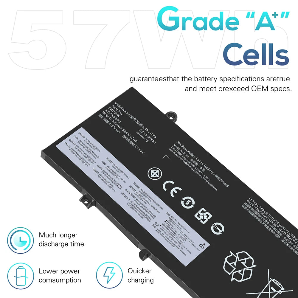 ?Laptop Battery For Lenovo ThinkPad T480s L17L3P71 01AV478 01AV479 L17M3P71 57Wh