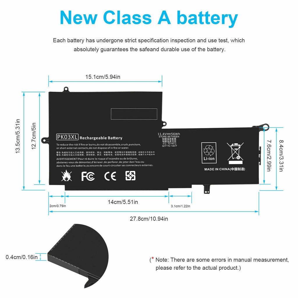 PK03XL Battery For HP Spectre Pro X360 G1 G2 Spectre 13-4000 13-4100 6cell 56wh