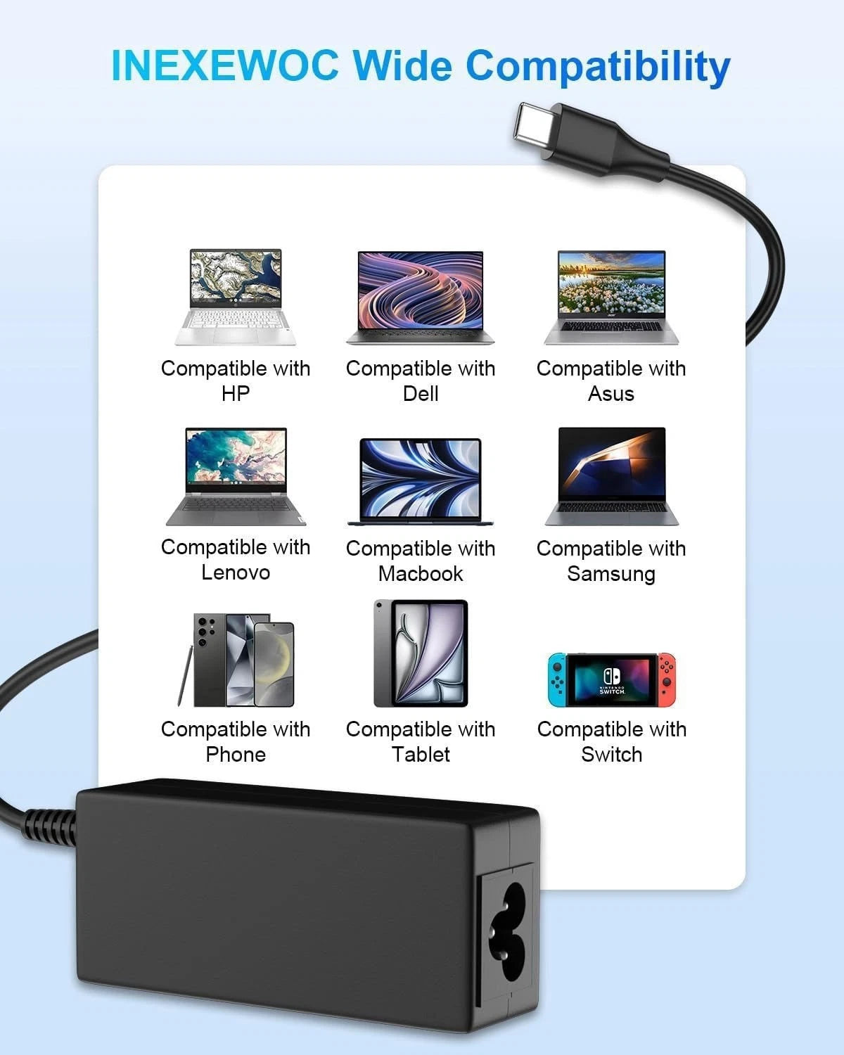 LOT x10 for Lenovo 45W USB-C Power Adapter Charger Chromebook Laptop etc TESTED