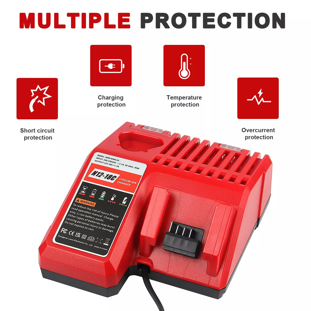 For Milwaukee for 12V for M18 18V Battery Charger 48-59-1812 Lithium 12V 18Volt