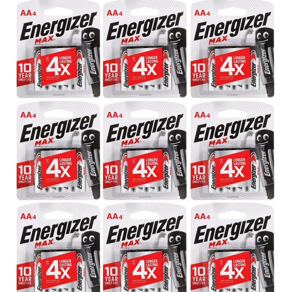 Energizer AA Alkaline Max E91 Batteries (9 x 4 Packs), 36 Count