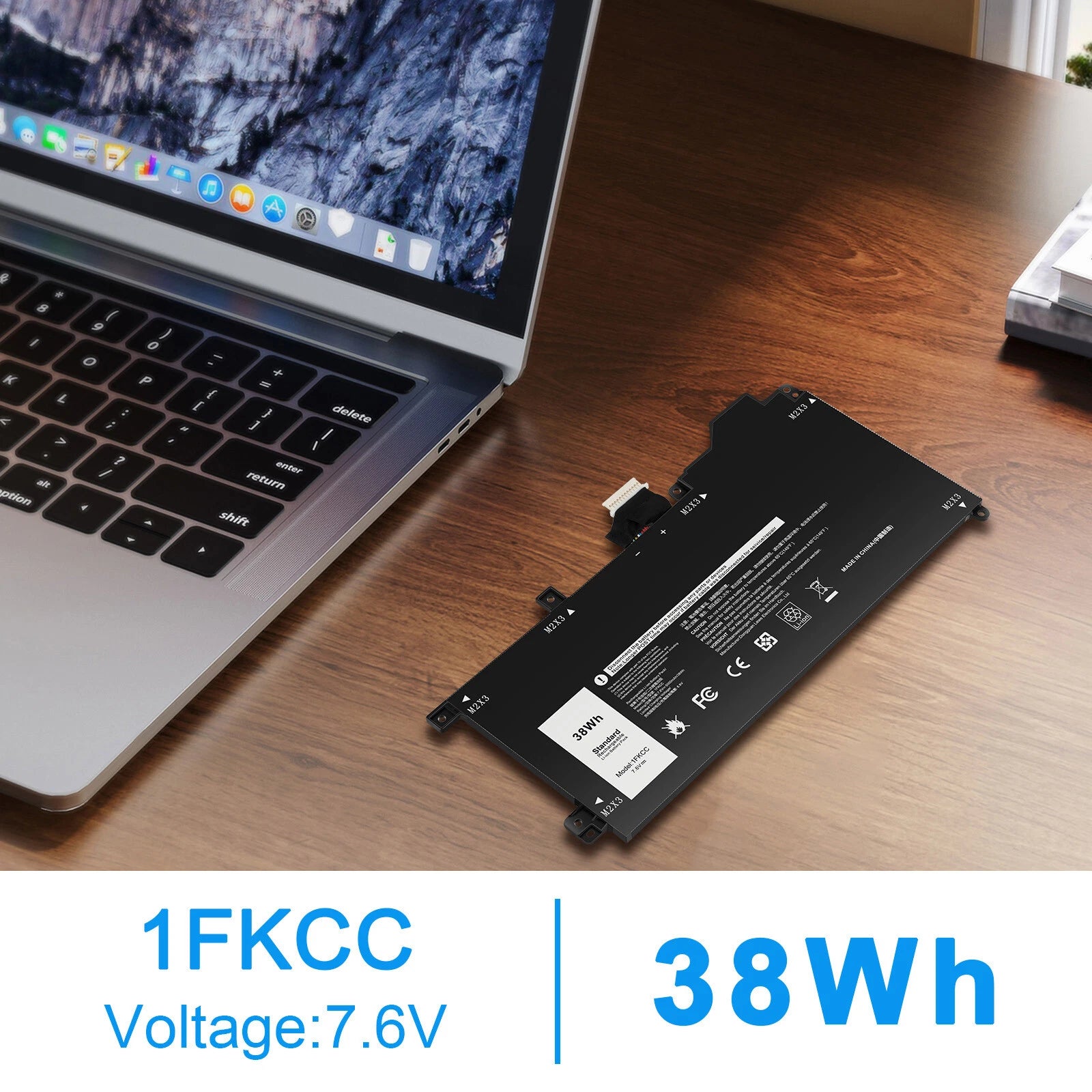 1FKCC Battery 38Wh For Dell Latitude 7200 7210 2-IN-1 KWWW4 D9J00 9NTKM Series