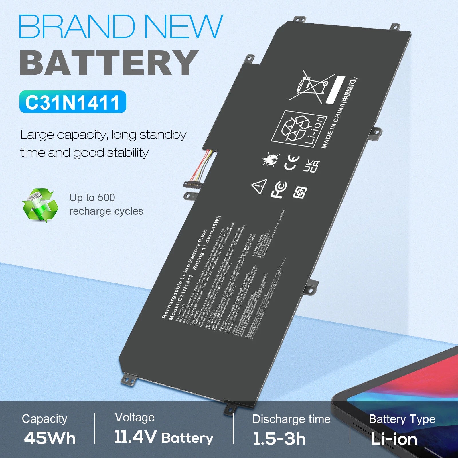 Battery for ASUS ZenBook UX305 UX305F UX305FA UX305C UX305CA U305LA C31N1411