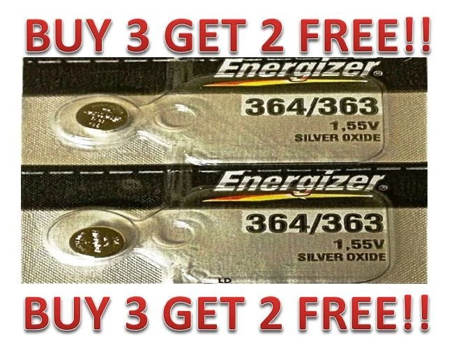 ENERGIZER 364/363 SR621W SR621SW (2piece) BATTERIES BUY 3 GET 2 FREE!!