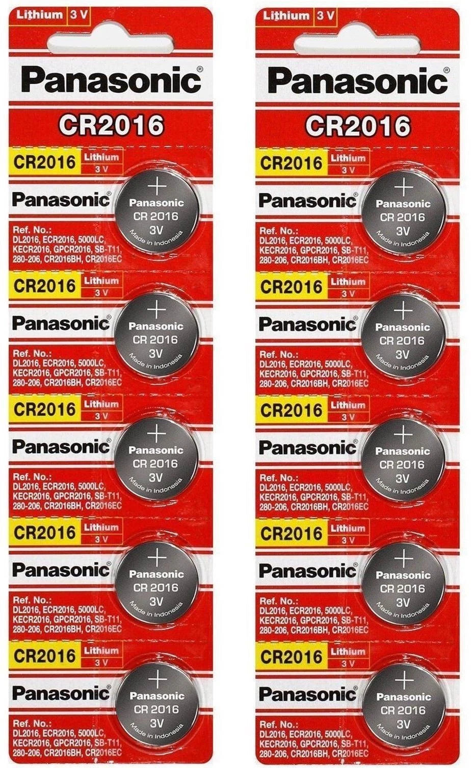 10 x PANASONIC CR 2016 CR2016 ECR2016 LITHIUM COIN CELL Button Battery Exp 2029
