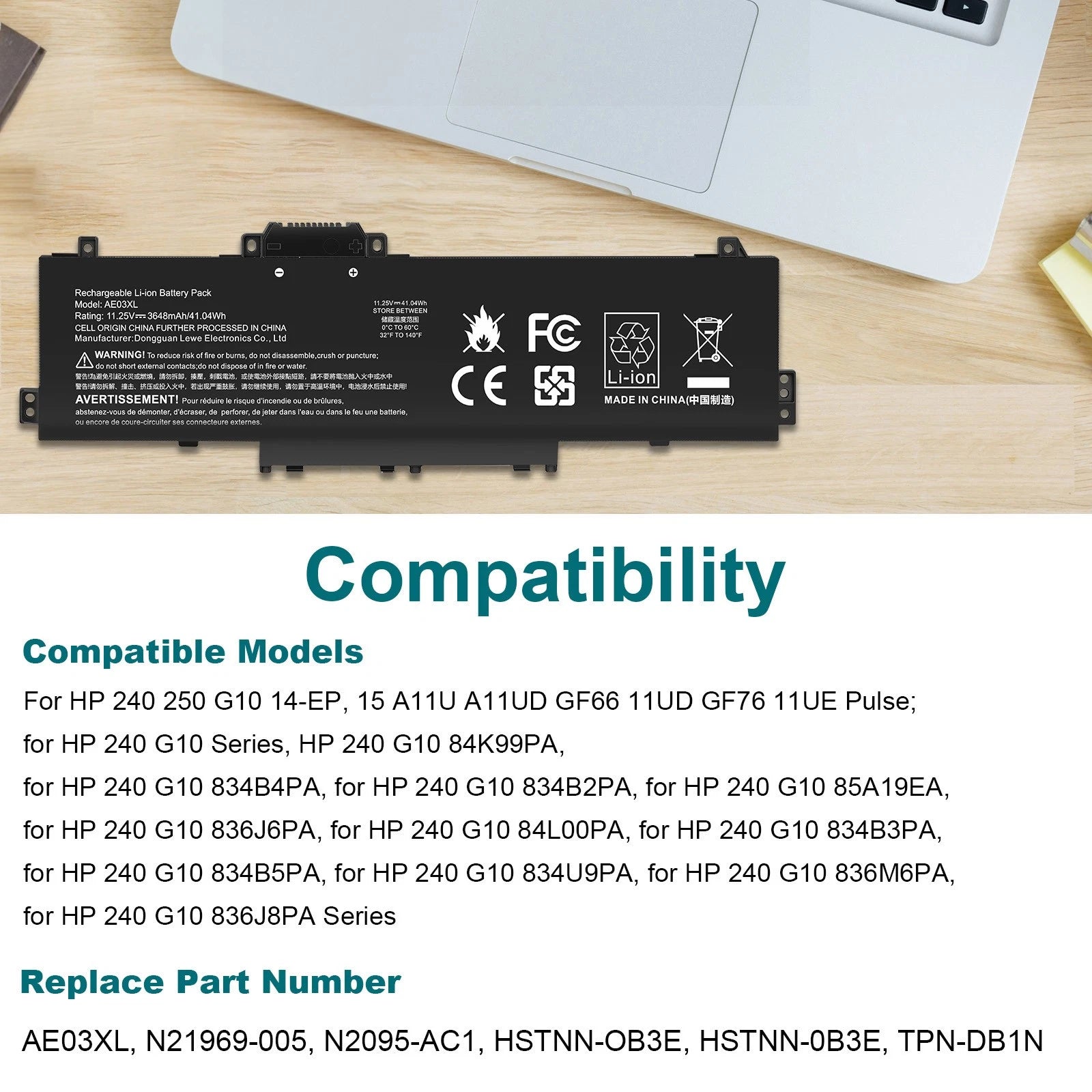 AE03XL N21969-005 Battery For HP 240 G10 245 246 250 255 256 G10 14-EE 14-EM NEW