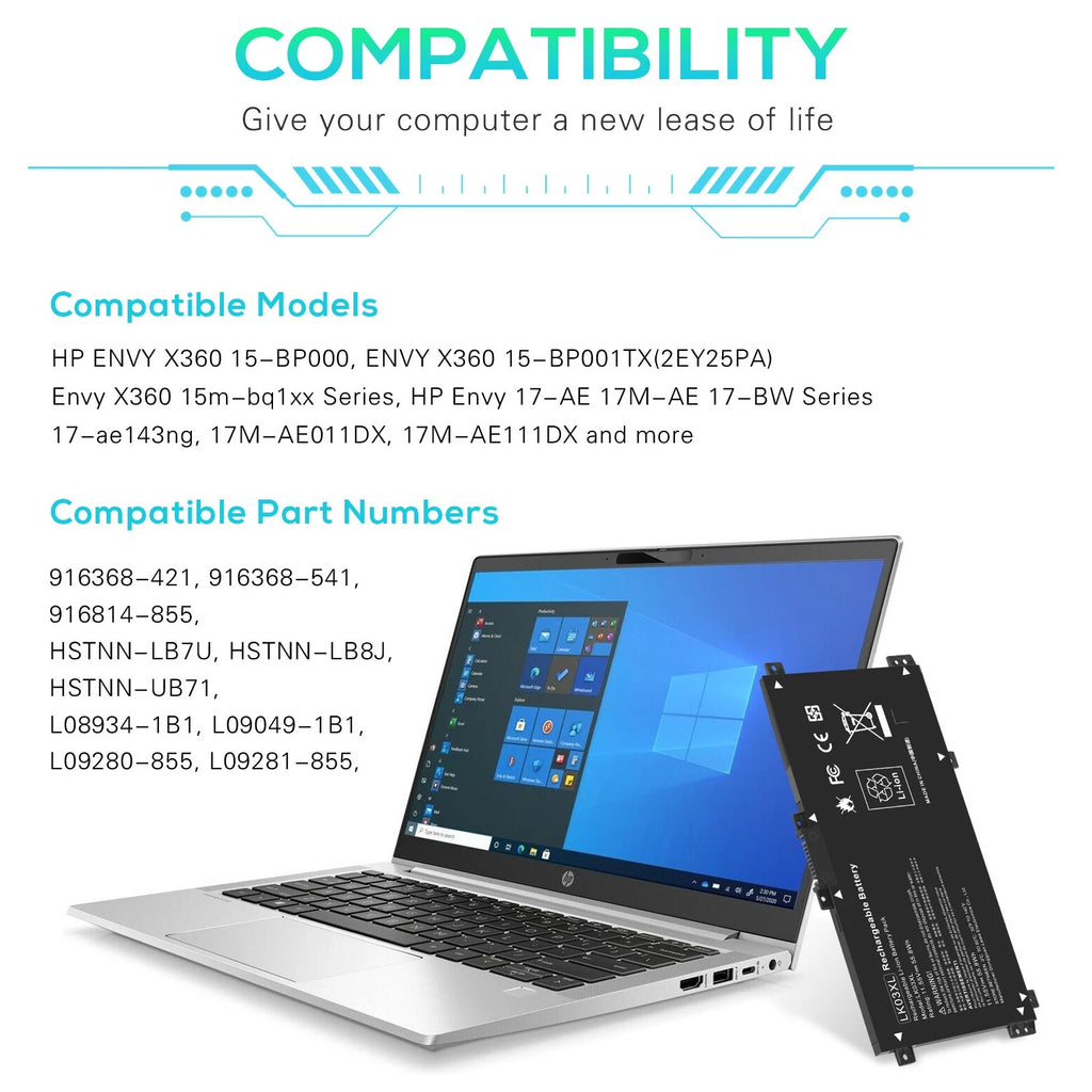 ?LK03XL Battery For HP ENVY X360 17-AE 17-CE 15-BP 15-BQ 916368-421 916814-855