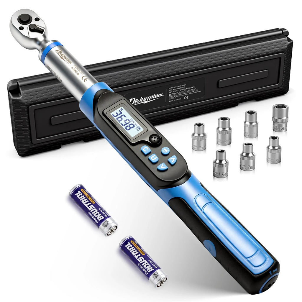 ??3/8" Digital Torque Wrench 3-60NM 2.21-44.28 FT.LB+7Sockets &2*Battery 2026NEW