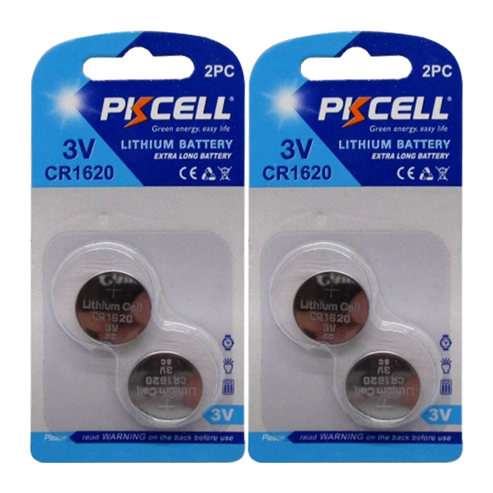PKCELL CR1620 Long-Life Lithium Coin Cell Battery 2x2 4 Pack