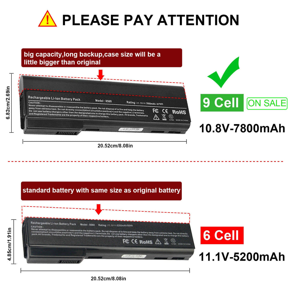 CC06 CC09 Battery for HP ProBook 6360b 6460b 6560b EliteBook 8460p 8460w 8560p
