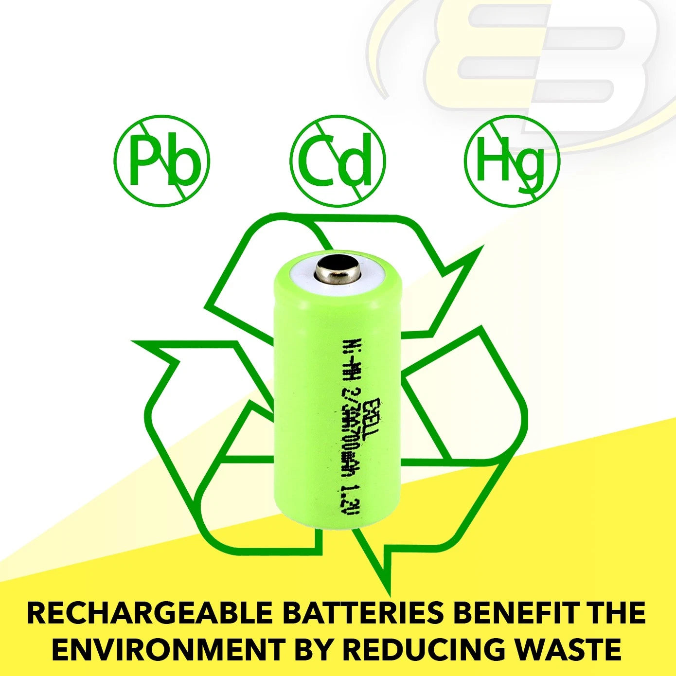 Exell 2/3AA NiMH 700mAh 1.2V Button top Rechargeable Battery