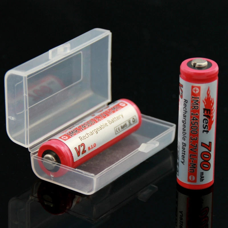 White Clear Plastic Battery Case Holder for 14500 Battery x 1