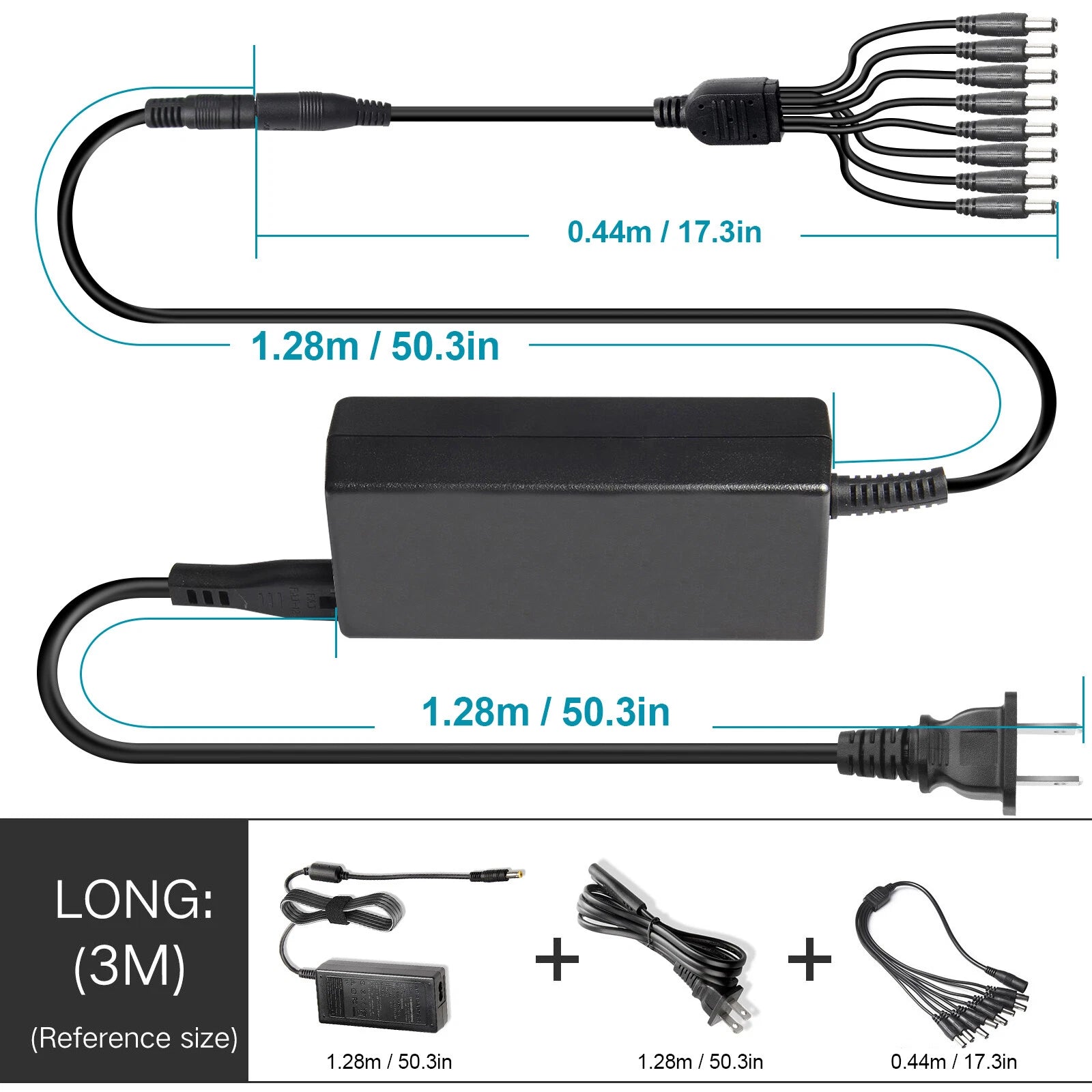 12V 5A LED Power Adapter Transformer for DVR/Camera RGB LED Strip 8 Way splitter