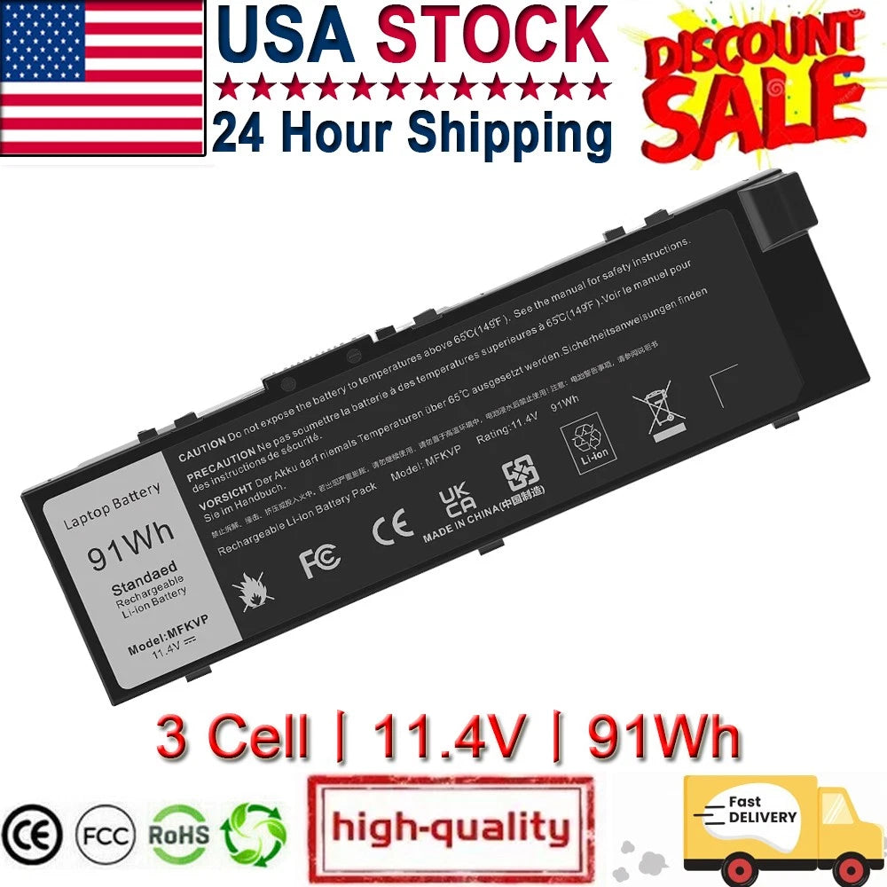 MFKVP Battery For Dell Precision 15 7510 7520 17 7710 7720 M7510 M7710 91Wh New