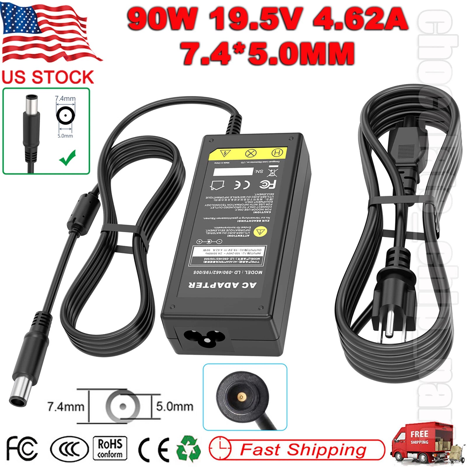 90W Power Adapter Charger For Dell Latitude 5300 5310 5400 5401 5404 5410 5411
