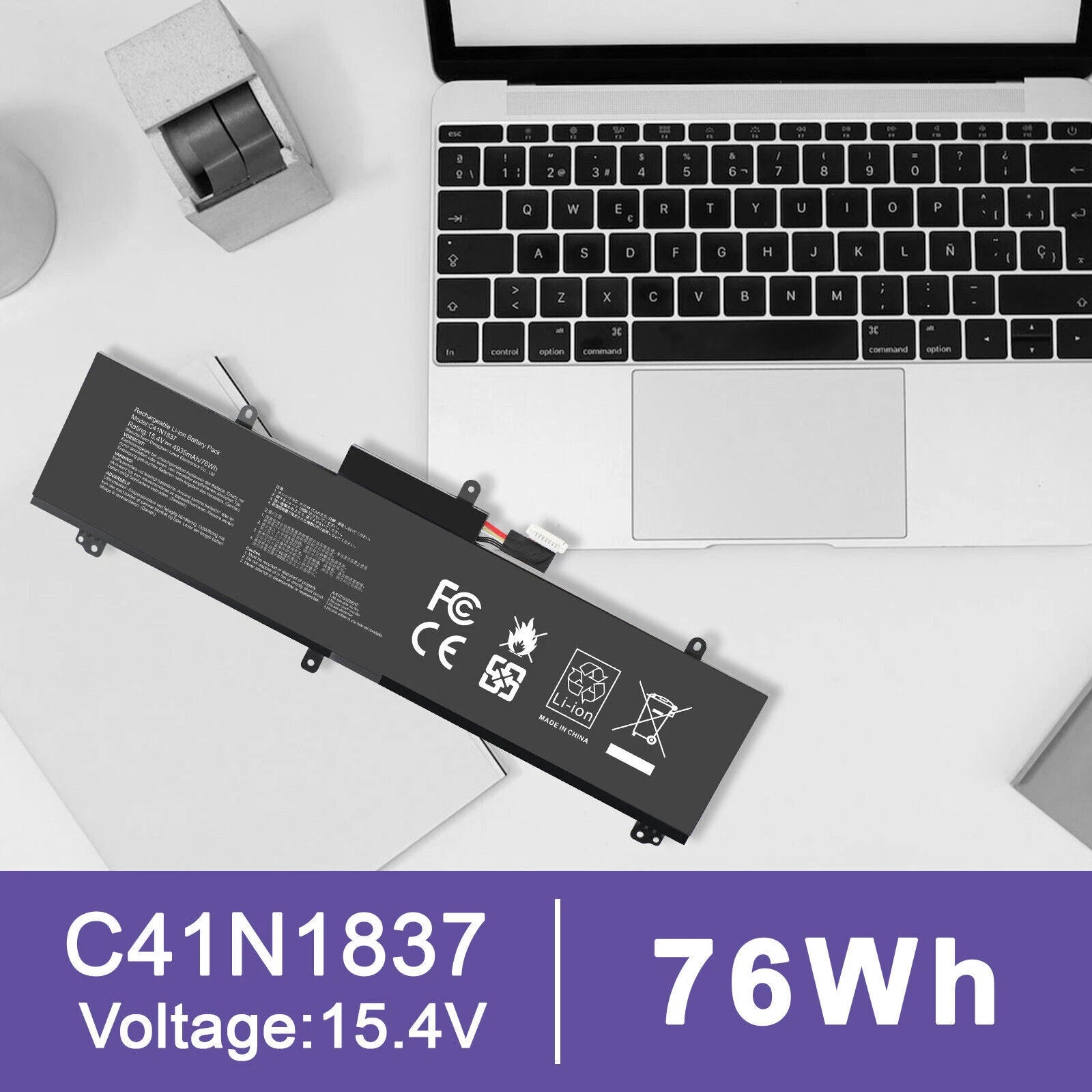 Battery C41N1837 For ASUS ROG Zephyrus GU502G GU502GV GA502DU GX502GV 76Wh