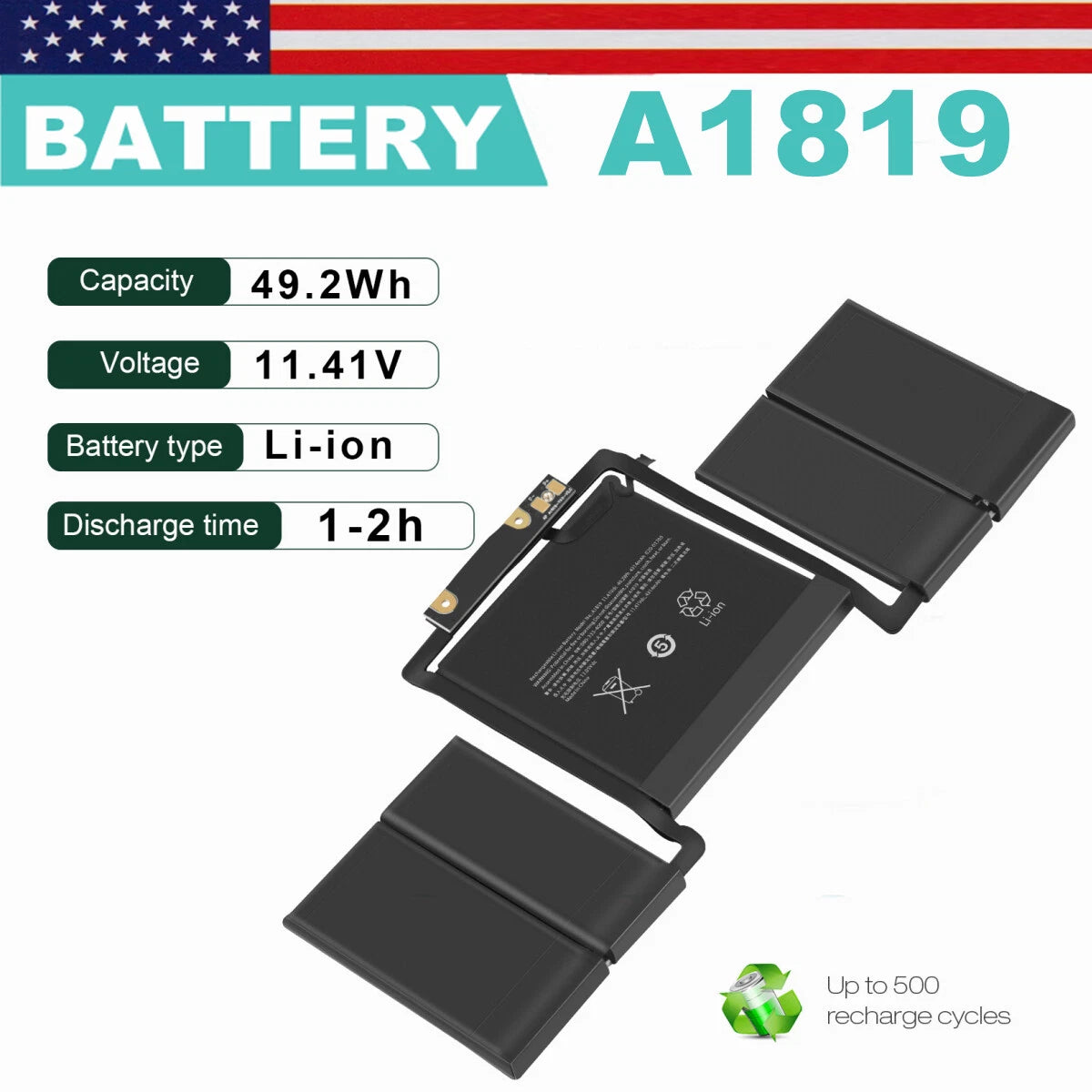 A1819 Battery for MacBook Pro 13 inch A1706 Late 2016 Mid 2017 MLH12LL MLH12LL/A