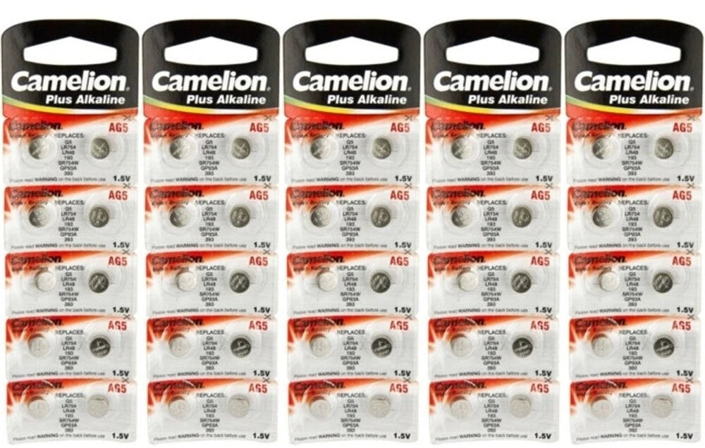 50 Pk Camelion AG5 LR754 393 309 193 LR48 D309 D393 Alkaline Buton Cell Battery