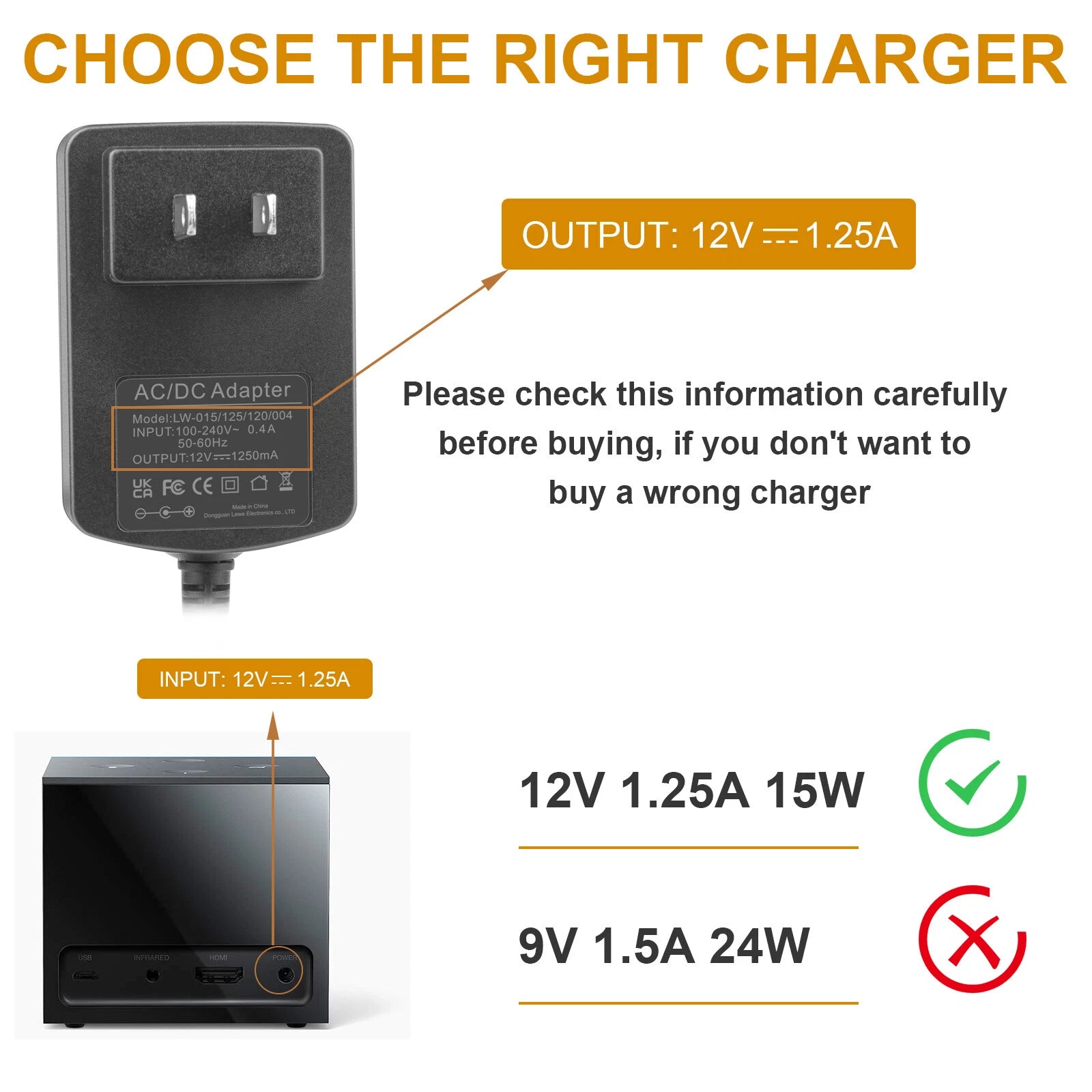 AC Power Adapter Charger 15W For Amazon Echo Dot 3rd 4th Gen, Show 5, Alexa Spot