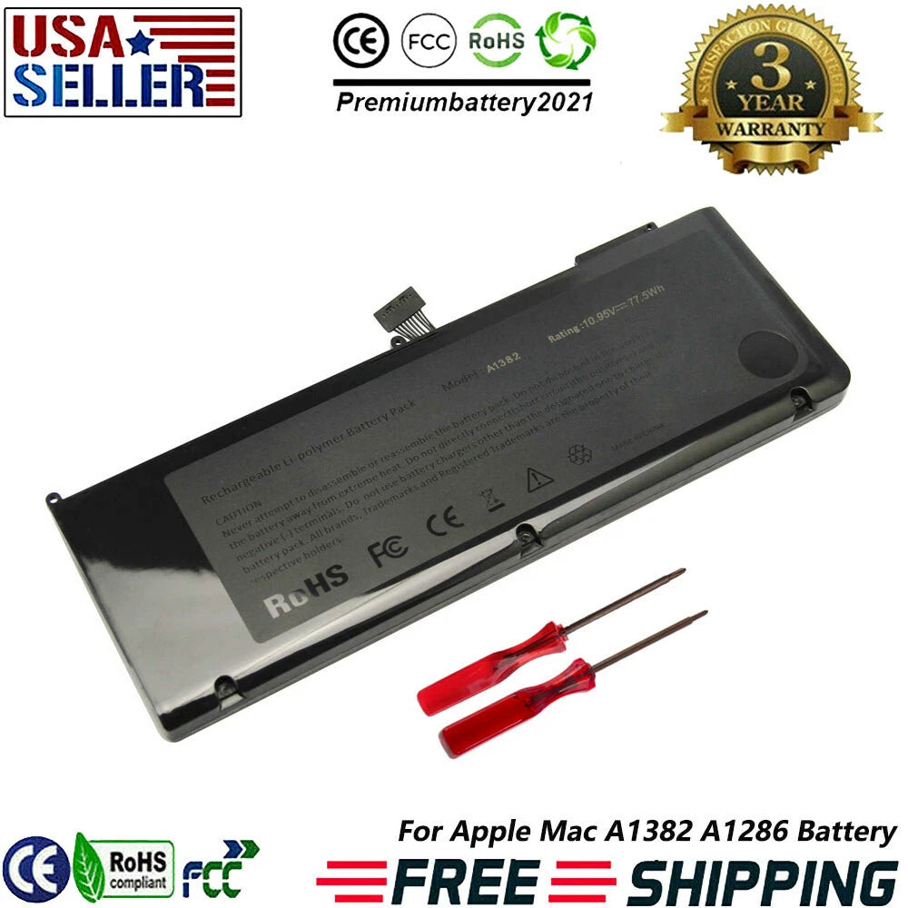 ?A1382 Laptop Battery For Apple MacBook Pro 15" A1286 Early /Late 2011 Mid 2012