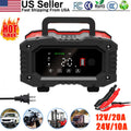 20-Amp Smart Battery Charger 12V/24V 20A/10A Lithium Lifepo4 Lead-Acid GEL AGM
