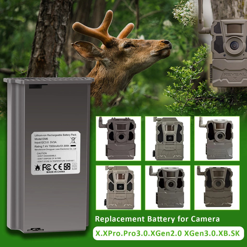 Hunting Camera Rechargeable Battery Pack 7000mAh For Tac Reveal X, XB, SK, X Pro