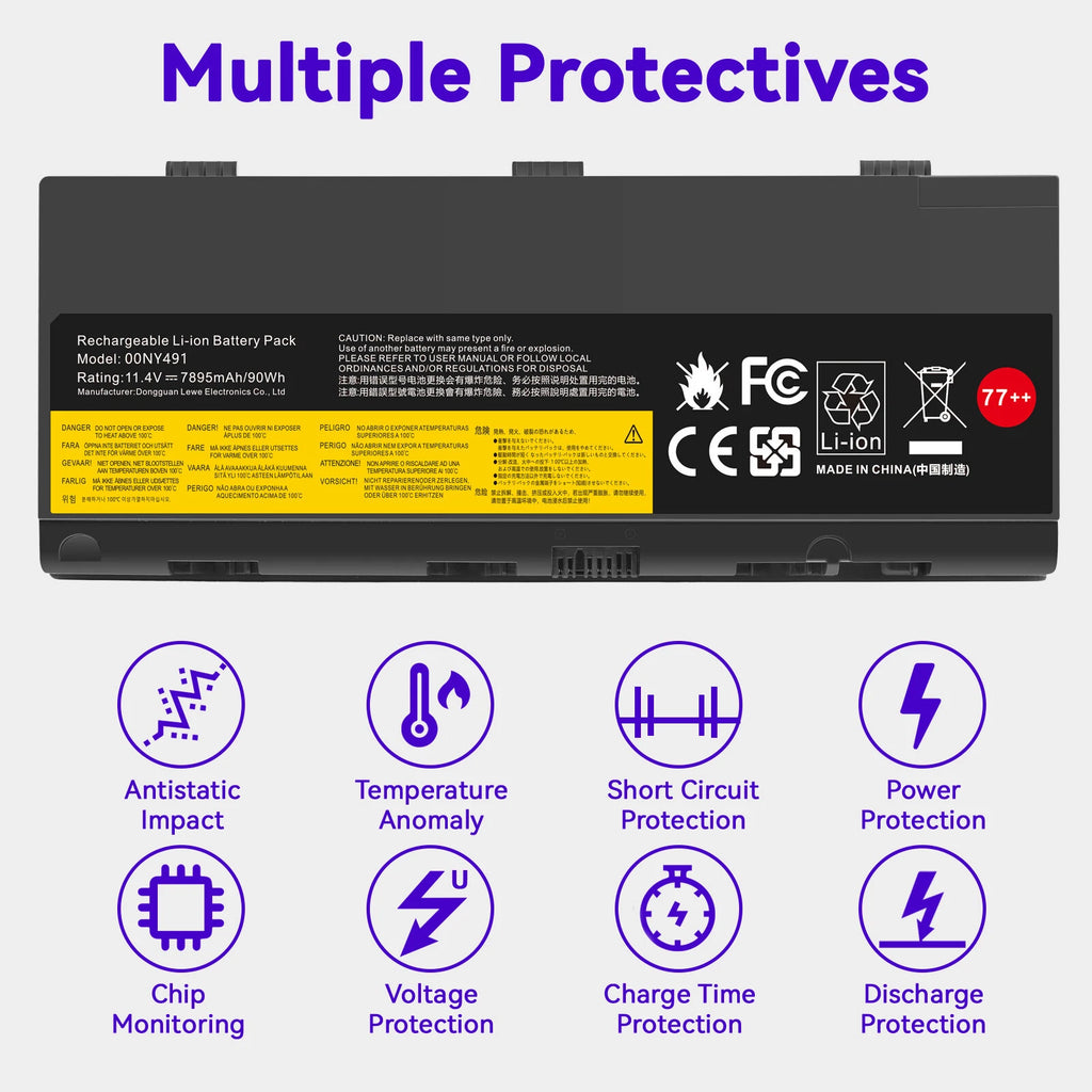 77++ Battery for Lenovo Thinkpad 00NY490 00NY491 00NY492 00NY493 L17M6P51