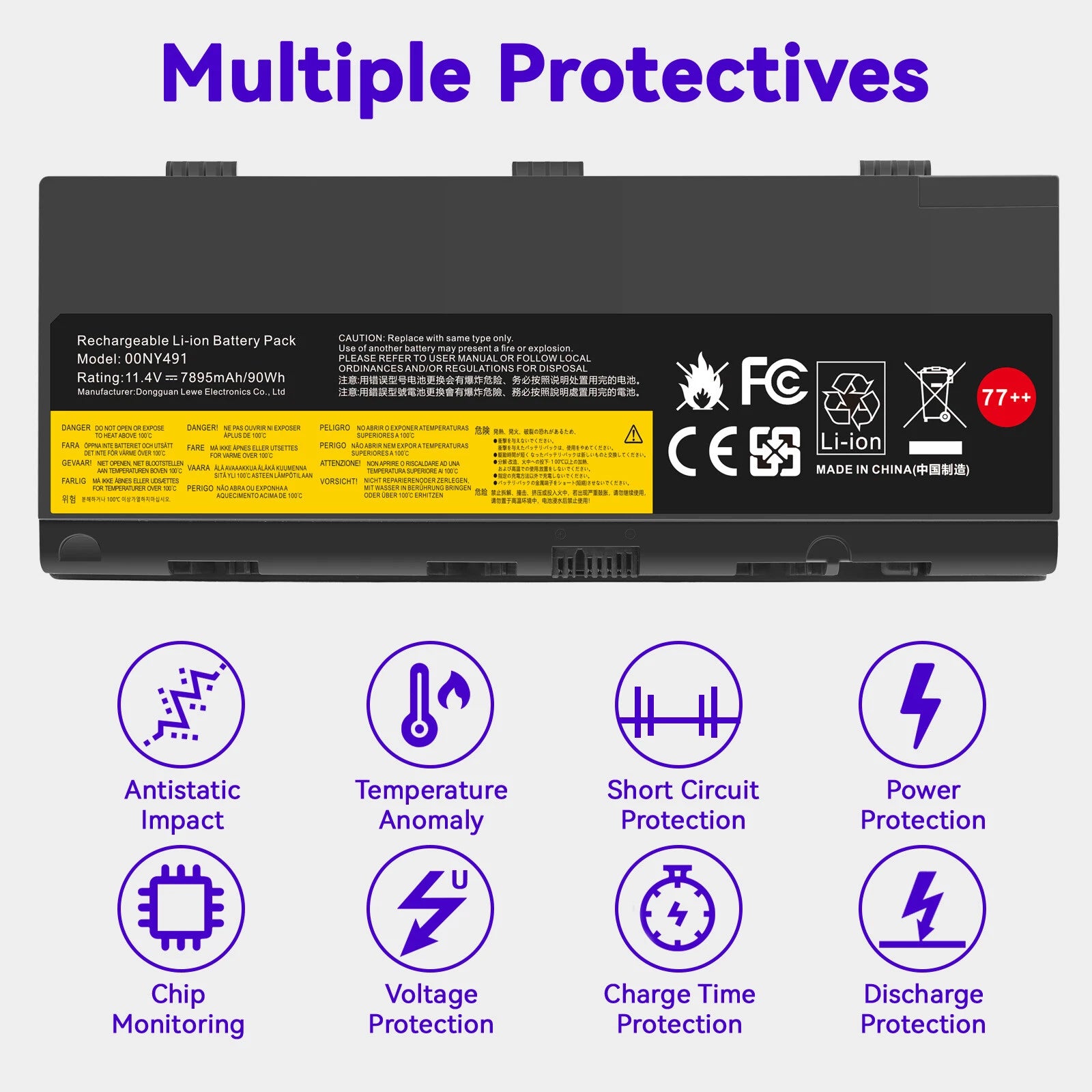 77++ Battery for Lenovo Thinkpad 00NY490 00NY491 00NY492 00NY493 L17M6P51