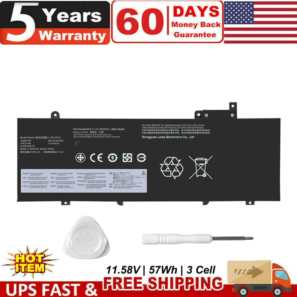 Battery For Lenovo ThinkPad T480s L17L3P71 L17M3P71 01AV478 L17M3P72 57WH