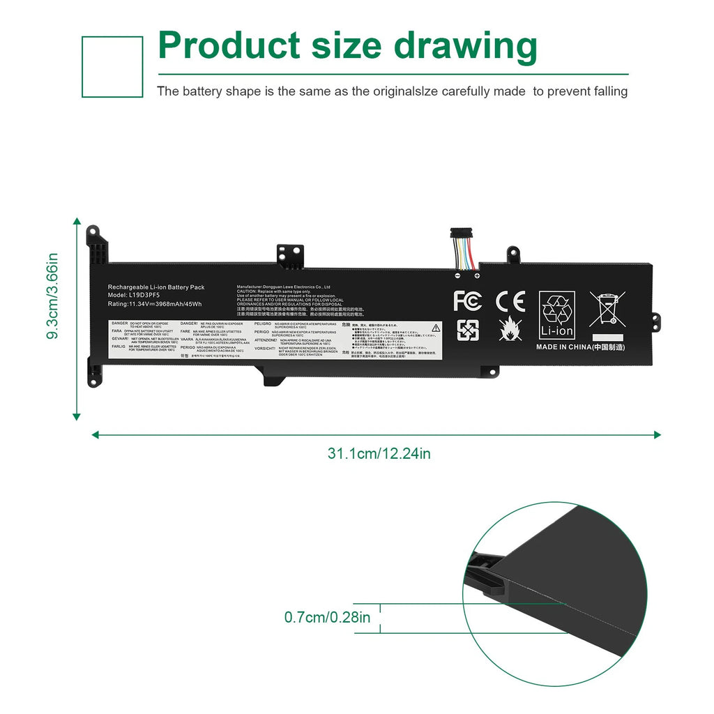New L19D3PF5 L19C3PF7 Battery for Lenovo IdeaPad 3-14ADA05 3-14ARE05 Series 45Wh