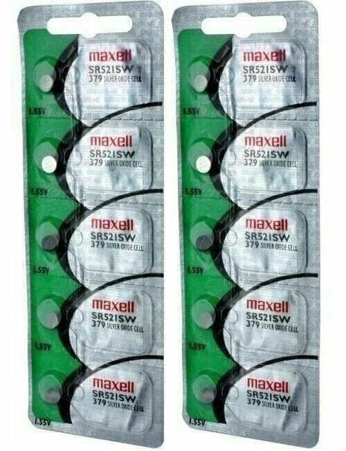 Maxell 379 SR521SW SR521 V379 SR63 JA Watch Battery 0% MERCURY ( 10 PC )