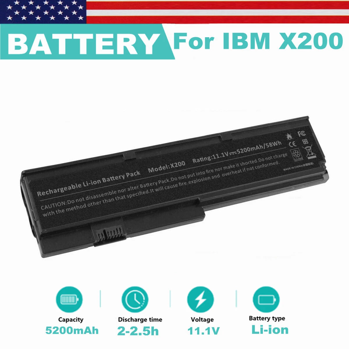 Battery For Lenovo ThinkPad X200 7455 7458 X200S 7462 7465 X201 3249 X201I 4492