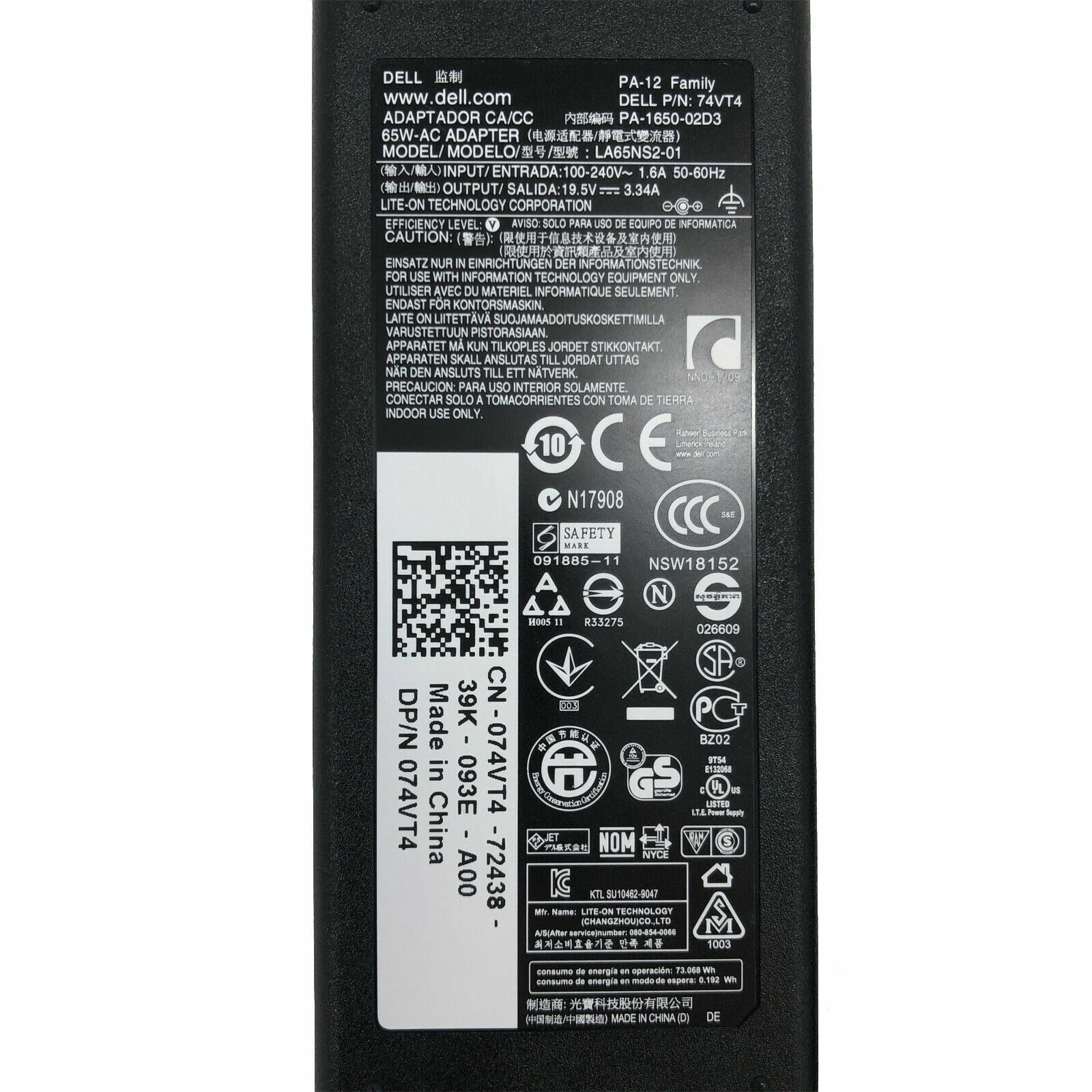 NEW Genuine 65W Dell AC Adapter For Inspiron 11 3147 3148 Laptop Charger